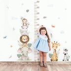 Animal Stacked Elephant,Lion,Giraffe Height MeasureWall Sticker