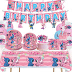Lilo and Stitch Birthday Party Decoration Girl Boy Disposable Tableware Tablecloth Candy Bag Plate Paper Cup Supplies Kit