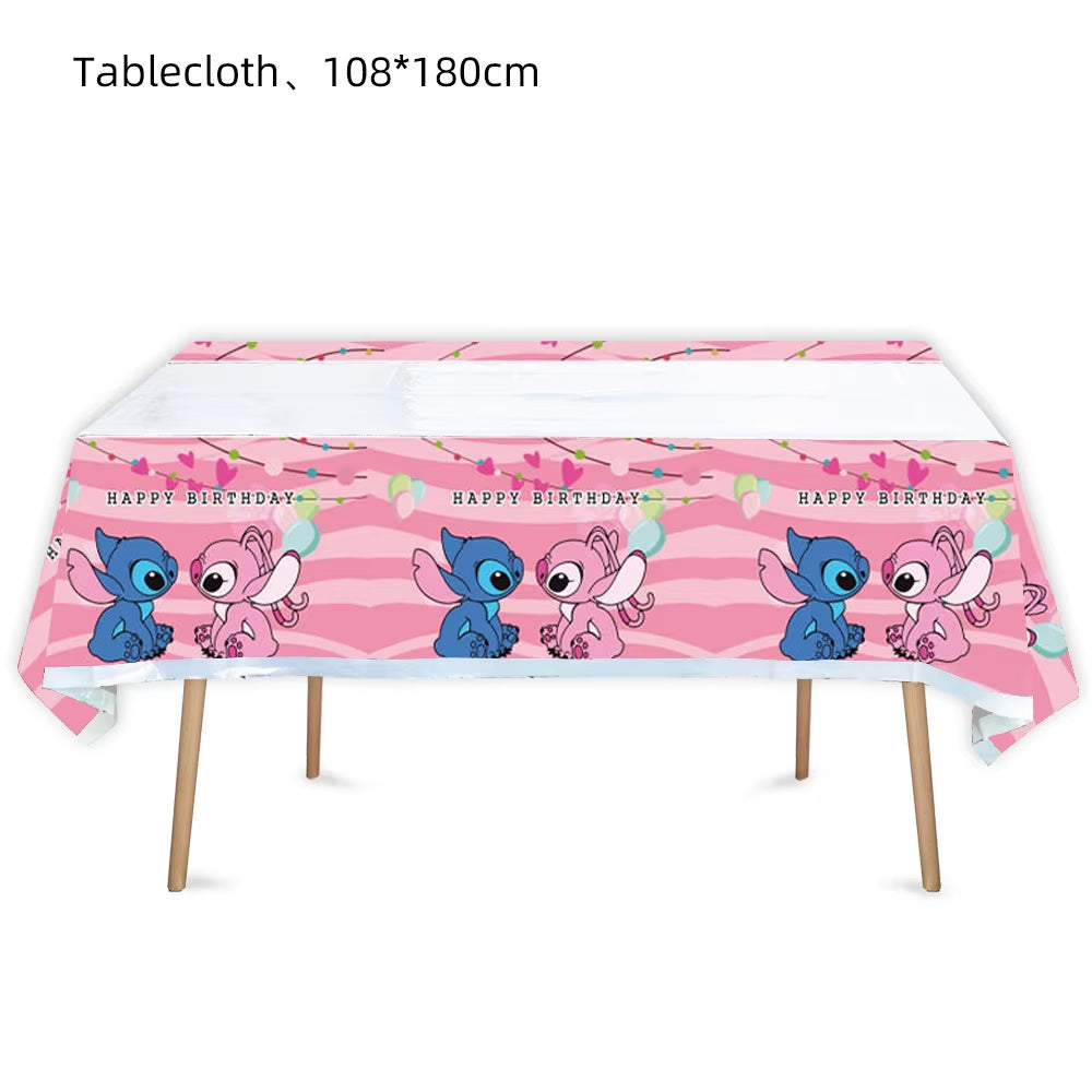 Lilo and Stitch Birthday Party Decoration Girl Boy Disposable Tableware Tablecloth Candy Bag Plate Paper Cup Supplies Kit