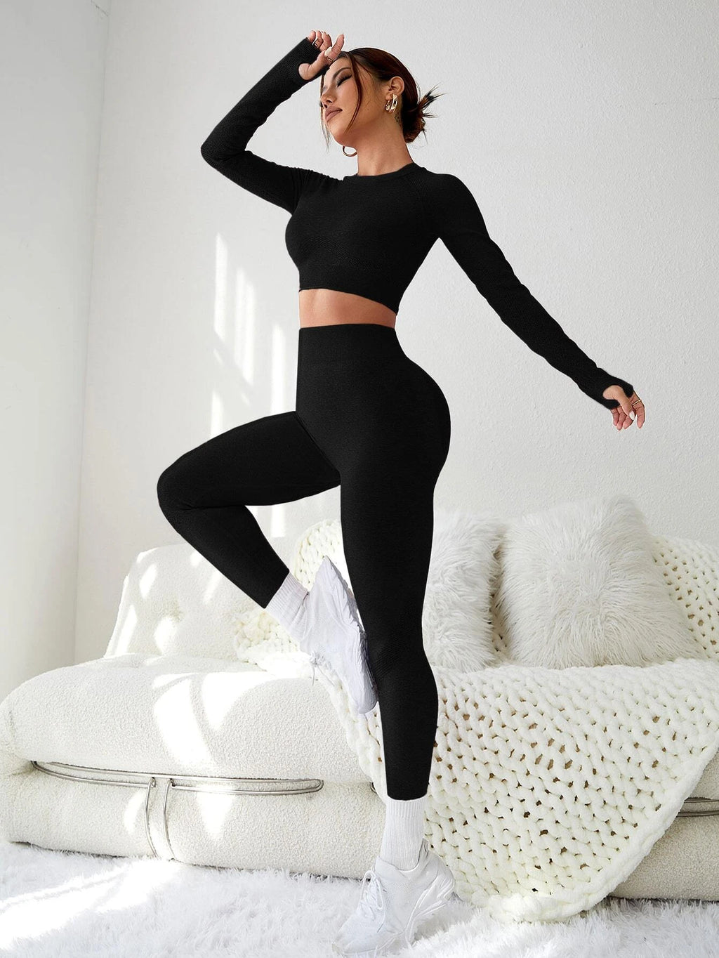 Dewbera Cut & Back Thumb Holes Sports Set 