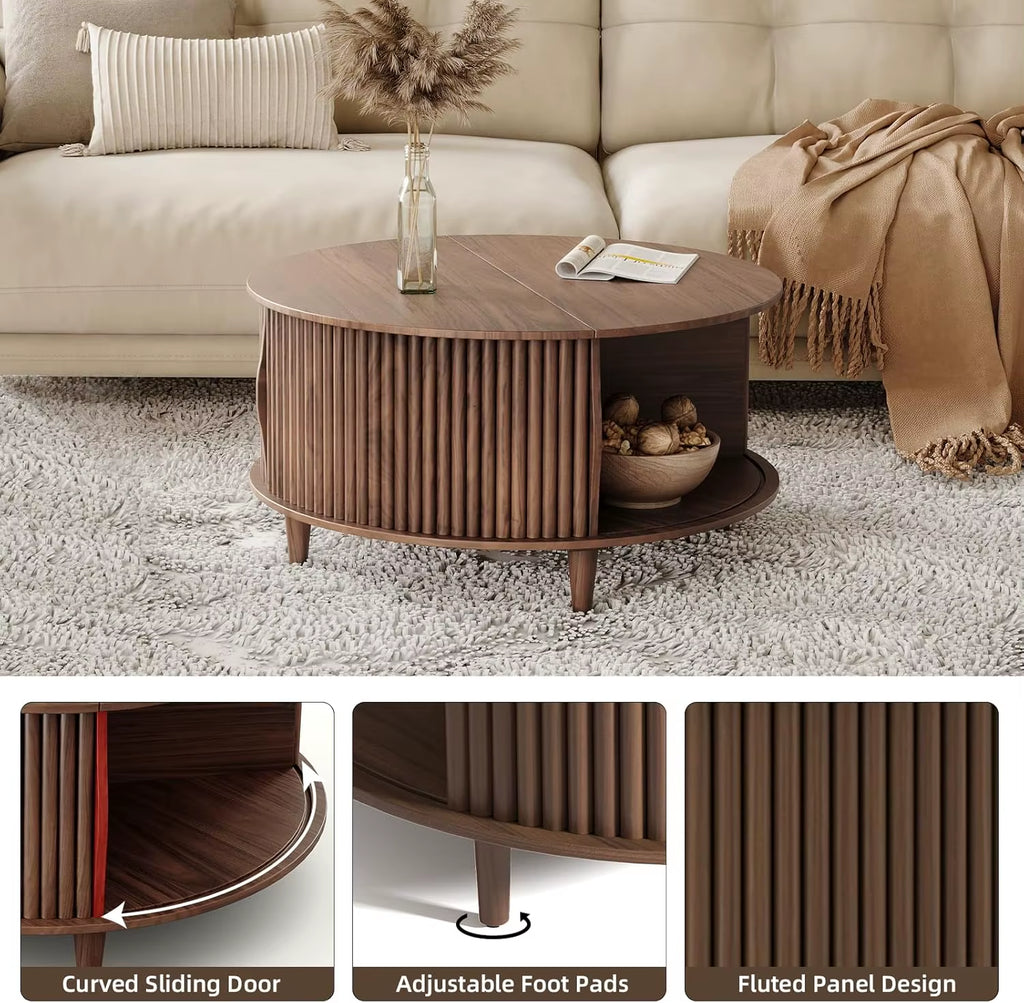 Round Coffee Table with Storage