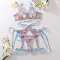 Women'S Sexy Lingerie Vintage Flower Hollow Out Bra Fancy Garter Belt Matching Erotic Lingerie Exotic Set of Three
