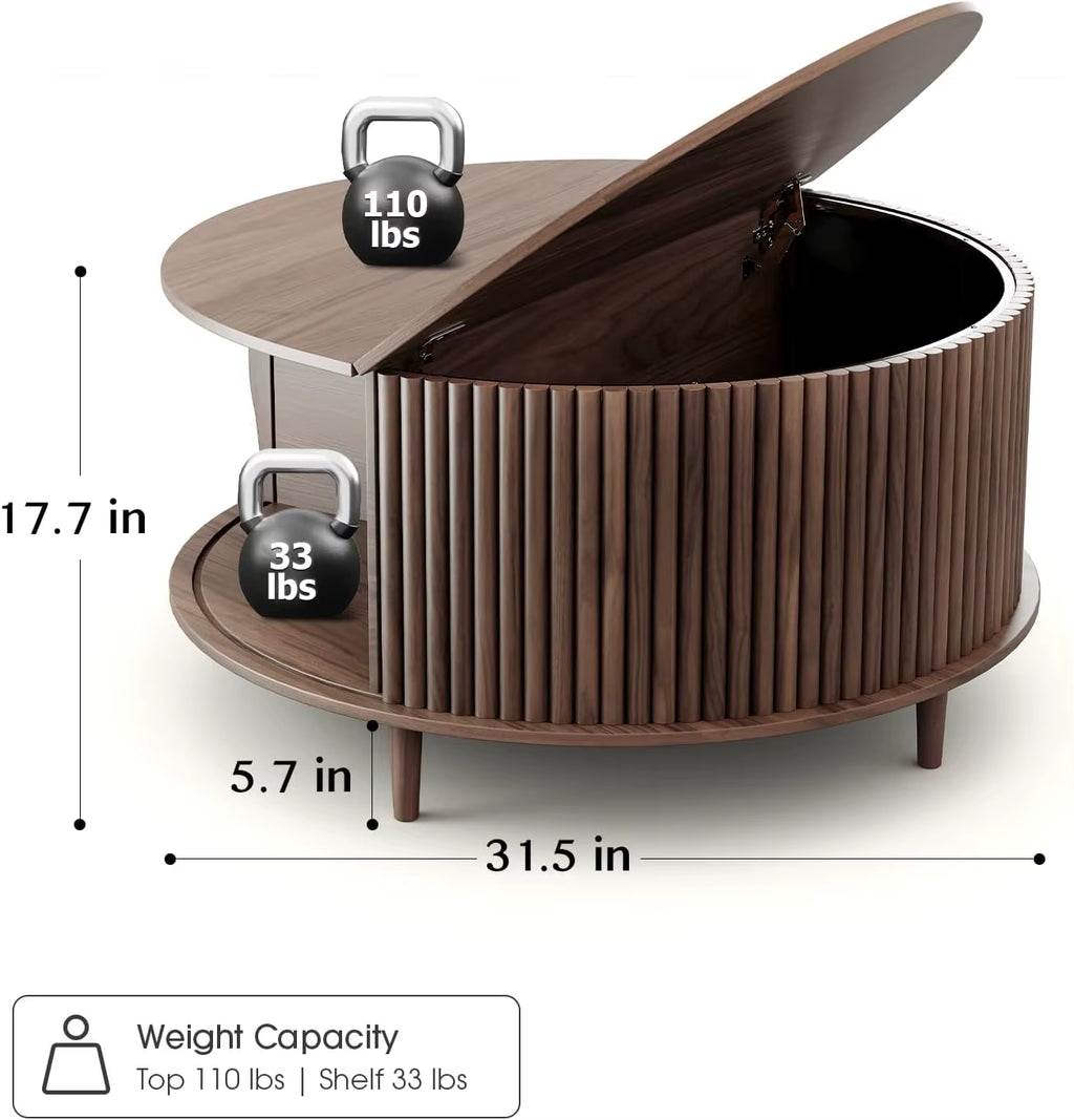 Round Coffee Table with Storage