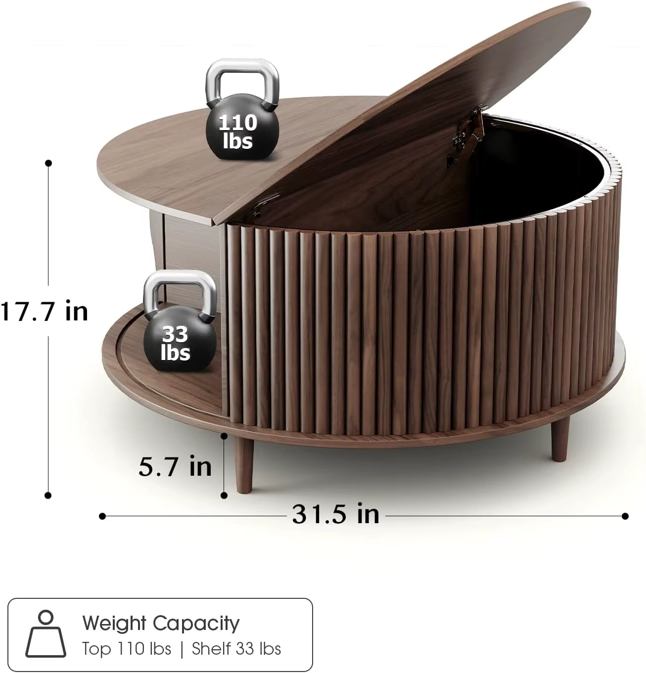 Round Coffee Table with Storage