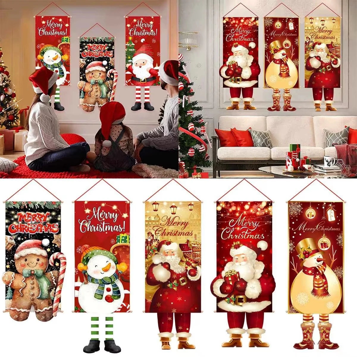 Christmas Hanging Flag Merry Christmas Decorations 