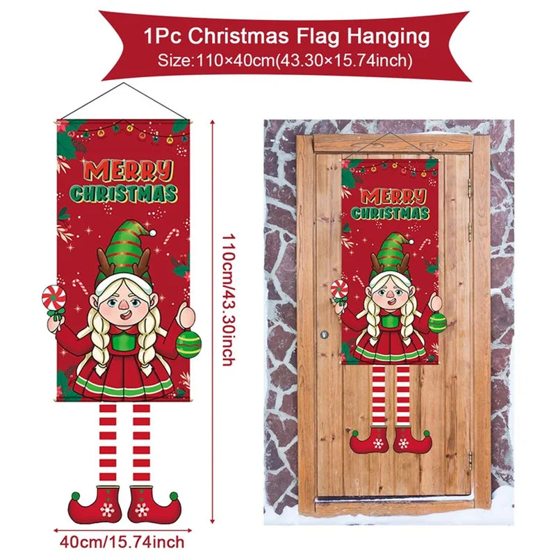Christmas Hanging Flag Merry Christmas Decorations 