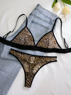2Pcs Women Sexy Lingerie Set (Wireless Bra, G-String)