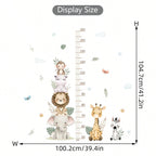 Animal Stacked Elephant,Lion,Giraffe Height MeasureWall Sticker