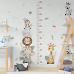 Animal Stacked Elephant,Lion,Giraffe Height MeasureWall Sticker