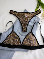 2Pcs Women Sexy Lingerie Set (Wireless Bra, G-String)