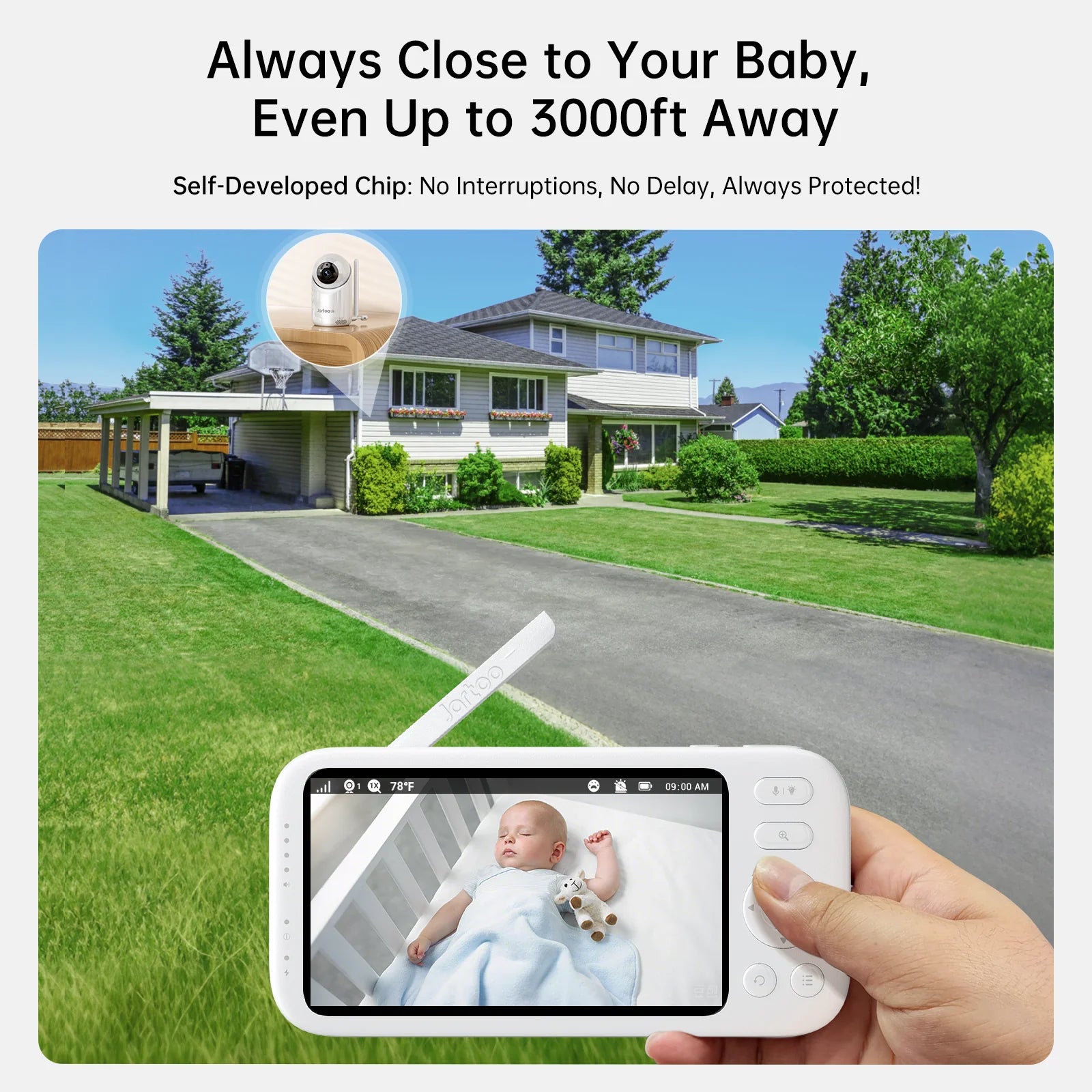 2K Video Baby Monitor with 2 Cameras 