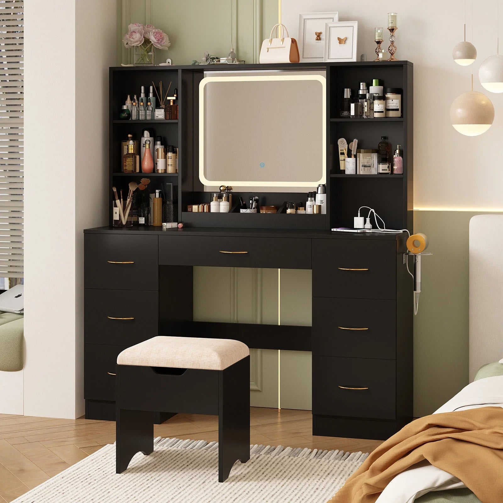  Large Vanity Desk with Lighted Mirror 