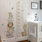 Animal Stacked Elephant,Lion,Giraffe Height MeasureWall Sticker