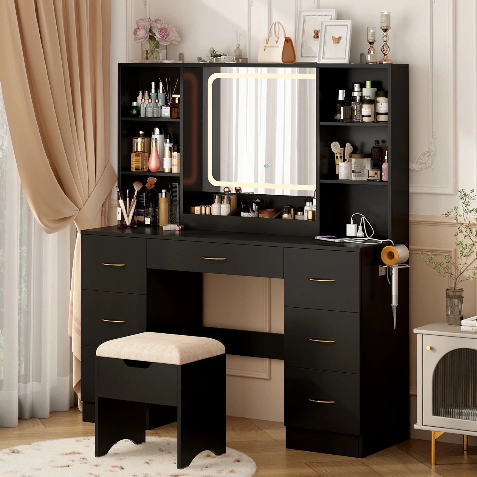  Large Vanity Desk with Lighted Mirror 