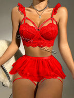 Hot Bra Set See through Sexy Lingerie Outfit Fine Lace Underwear Fancy Bilizna Set Attractive Sexy Lingerie Set