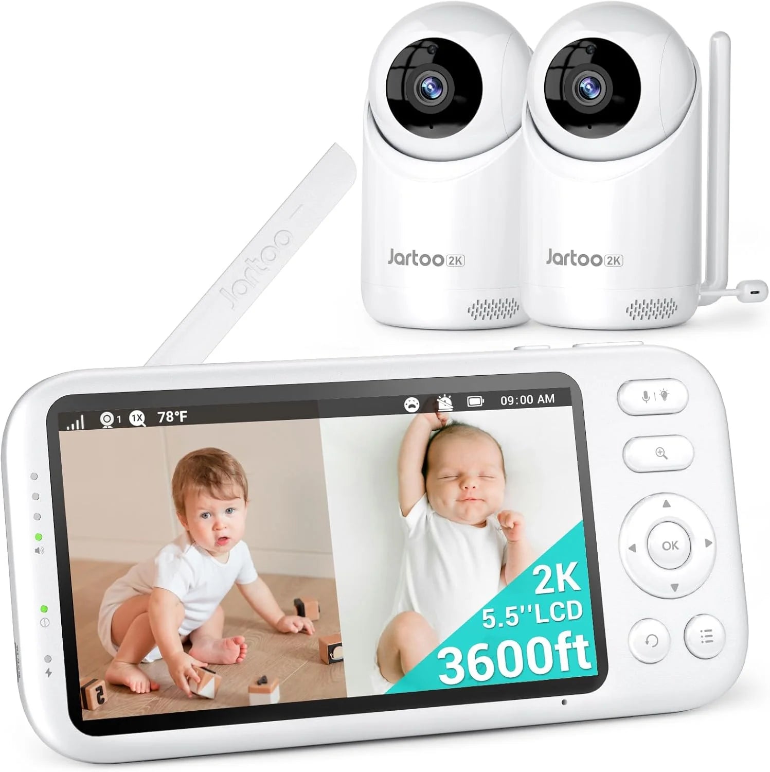 2K Video Baby Monitor with 2 Cameras 