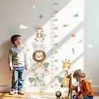 Animal Stacked Elephant,Lion,Giraffe Height MeasureWall Sticker