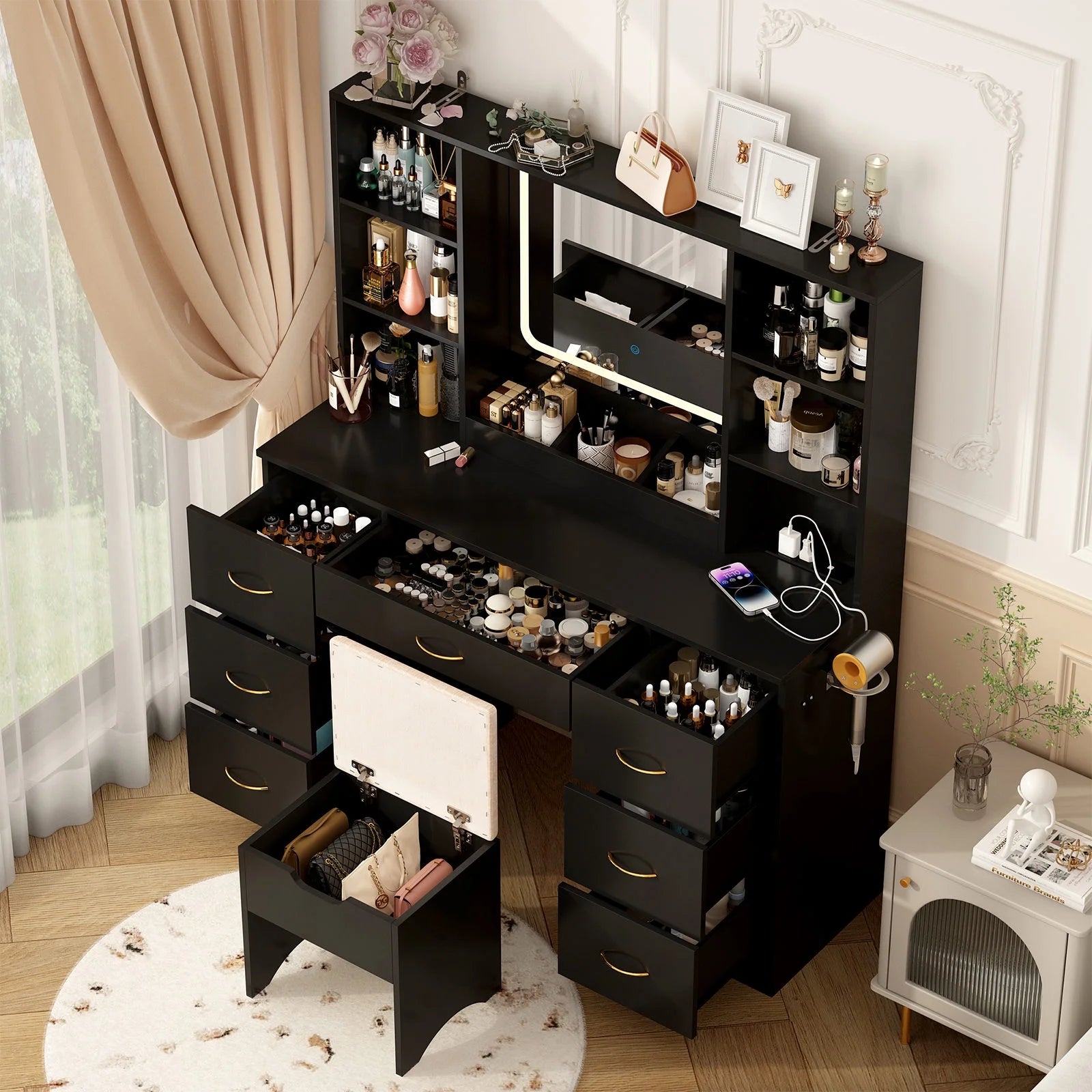  Large Vanity Desk with Lighted Mirror 