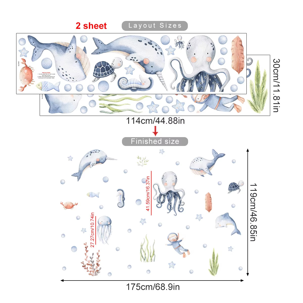  Ocean Animal Wall Stickers 