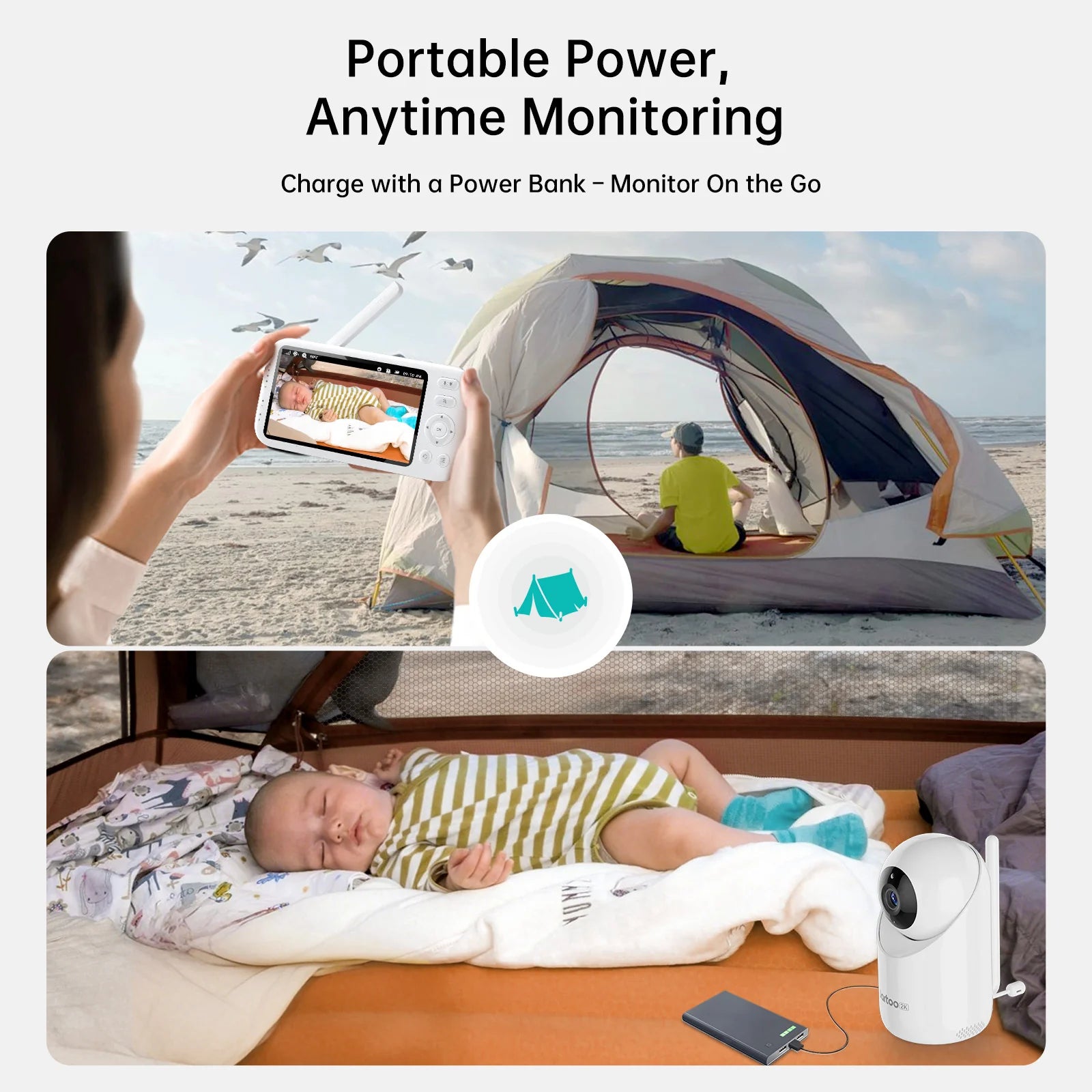 2K Video Baby Monitor with 2 Cameras 