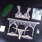 Sensual Sexy Female Lingerie Fairy Ruffled 3PCS Hilitos Set Romantic Boudoir Women'S Underwear Pure Desire